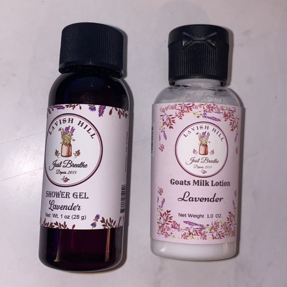 Lavish Hill Lavender shower gel & goats milk lotion (each bottle is 1 oz. /28 g) - Picture 3 of 6